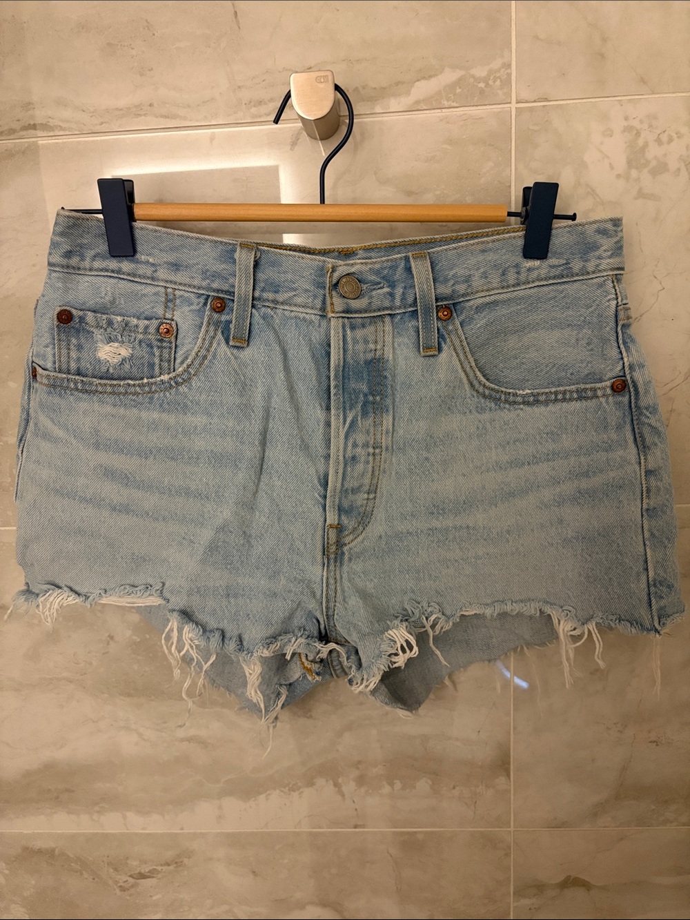 Levi's Light Blue Distressed Denim Cutoff Shorts- never worn